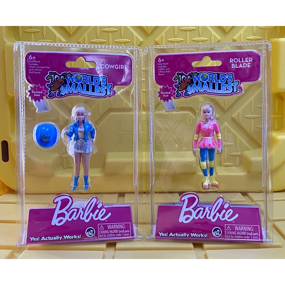 World's Smallest Barbie Cowgirl and Roller Blade Miniature Doll Set 5176 NEW